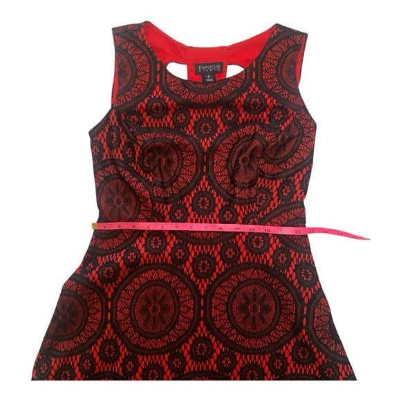 Enfocus Studio Red and Black Lace A-line Dress Sleeveless Mini Size 6 - Picture 8 of 11
